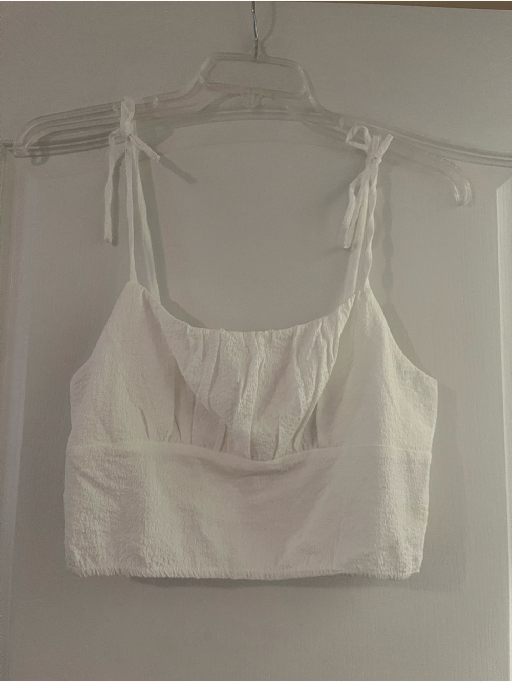 Elodie White Tie-Shoulder Crop Camisole
